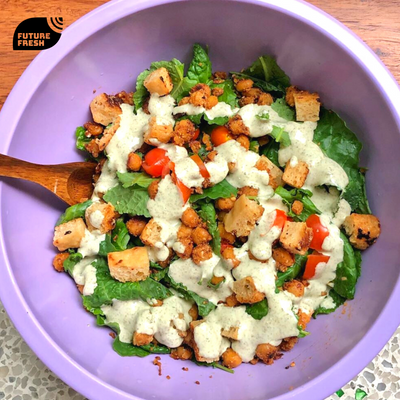 Roasted Chickpea Caesar Salad with Future Fresh Baby Kale