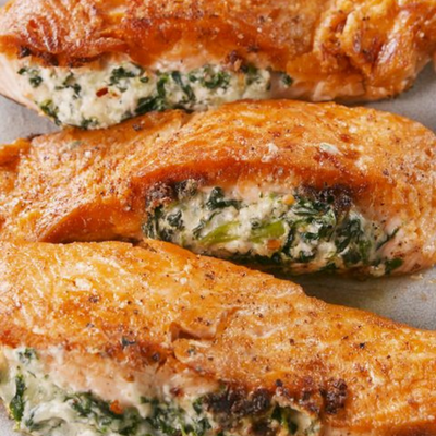 Creamed Spinach–Stuffed Salmon
